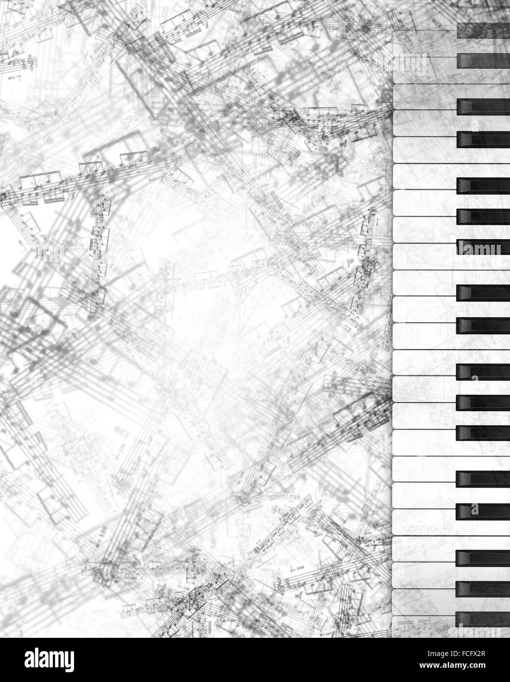 Konzeptbild von Titelmusik mit Schlüsseln und Notizen Stockfoto