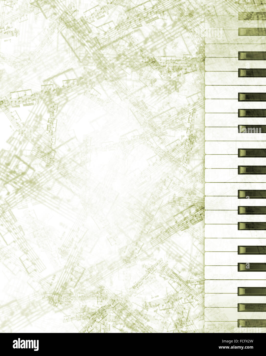 Konzeptbild von Titelmusik mit Schlüsseln und Notizen Stockfoto