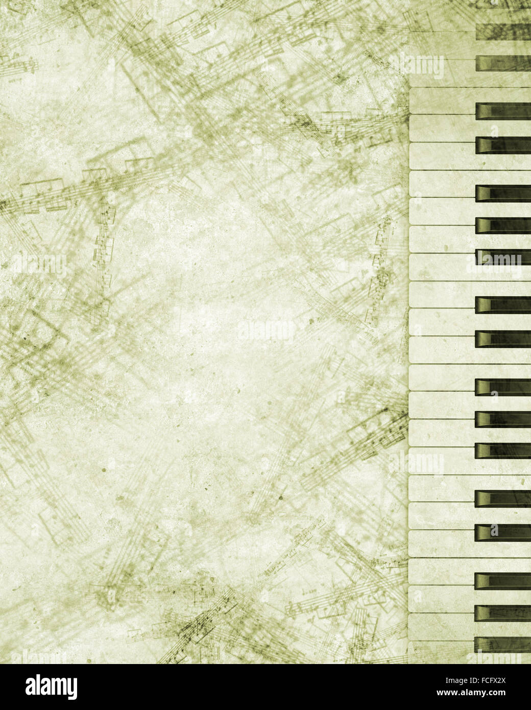 Konzeptbild von Titelmusik mit Schlüsseln und Notizen Stockfoto