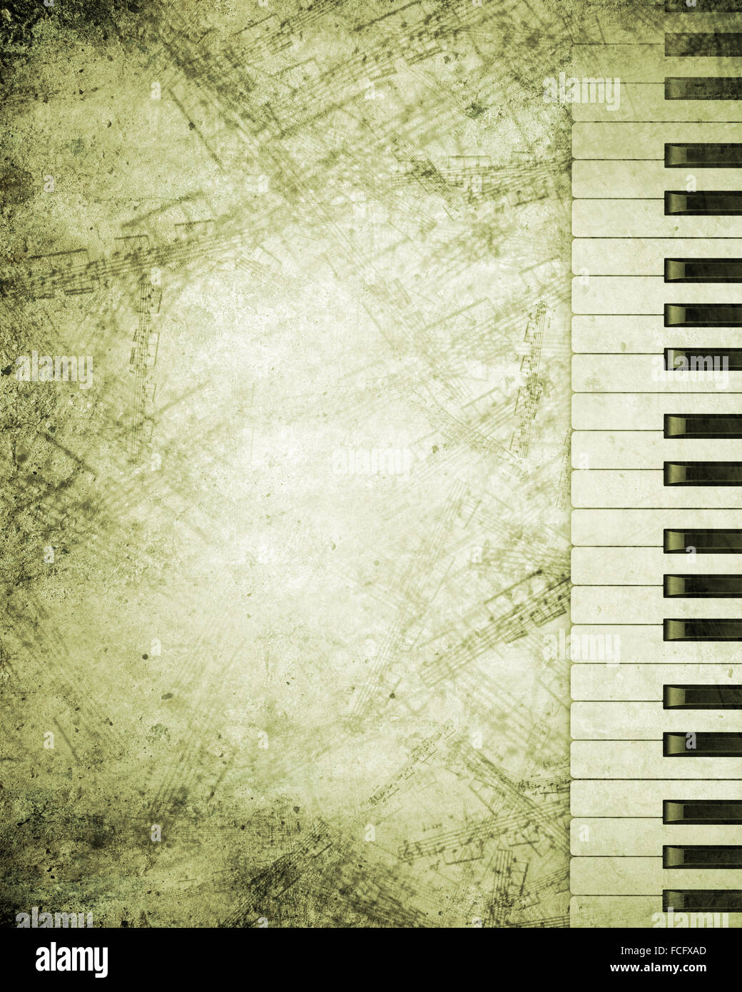 Konzeptbild von Titelmusik mit Schlüsseln und Notizen Stockfoto