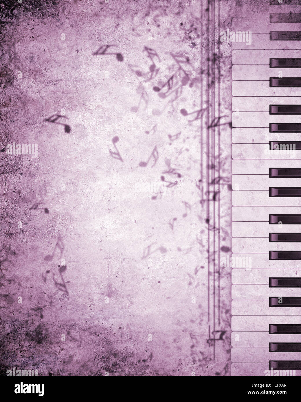 Konzeptbild von Titelmusik mit Schlüsseln und Notizen Stockfoto