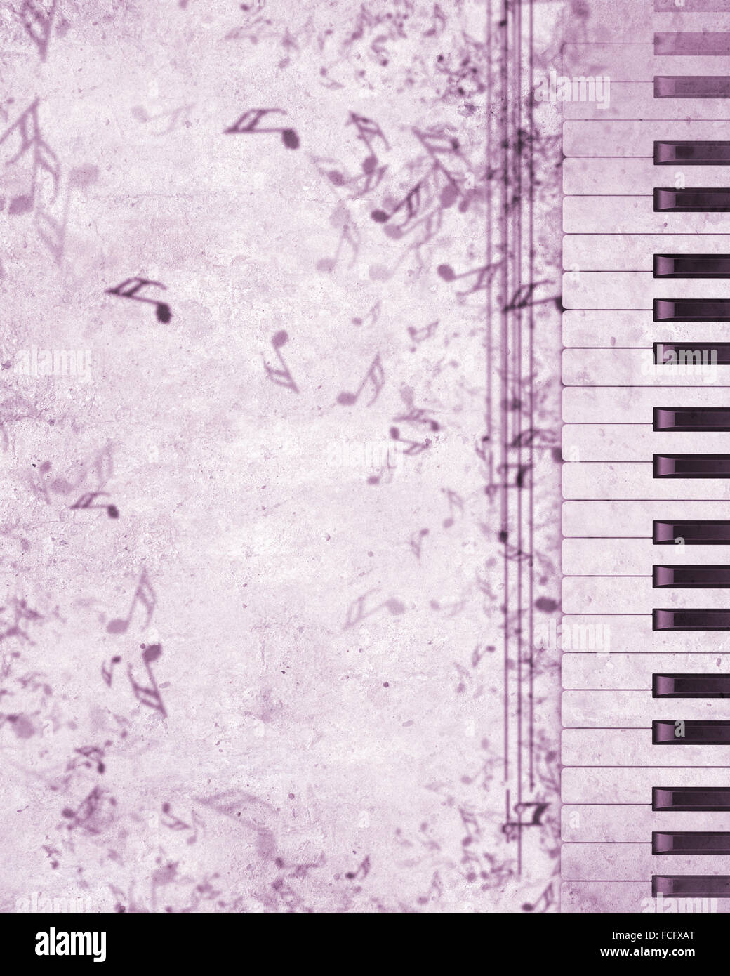 Konzeptbild von Titelmusik mit Schlüsseln und Notizen Stockfoto