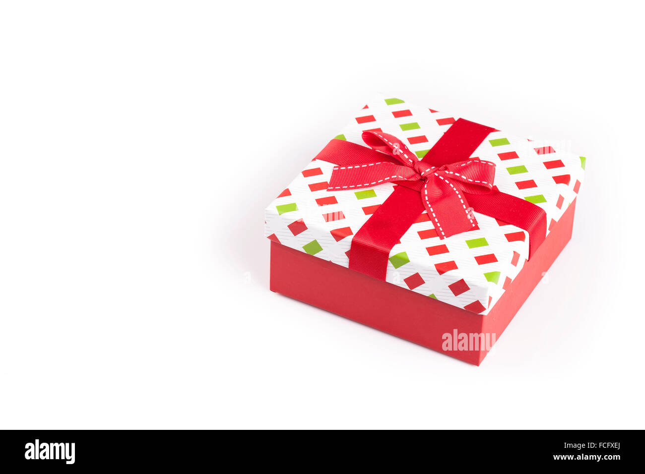Geschenk-Box auf weißem Hintergrund Stockfoto