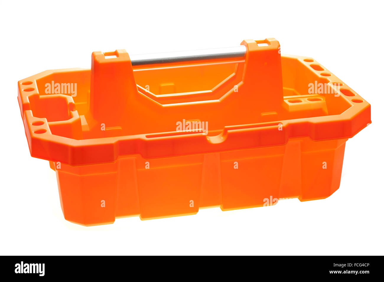 Große orange Kunststoff Werkzeugträger Stockfoto