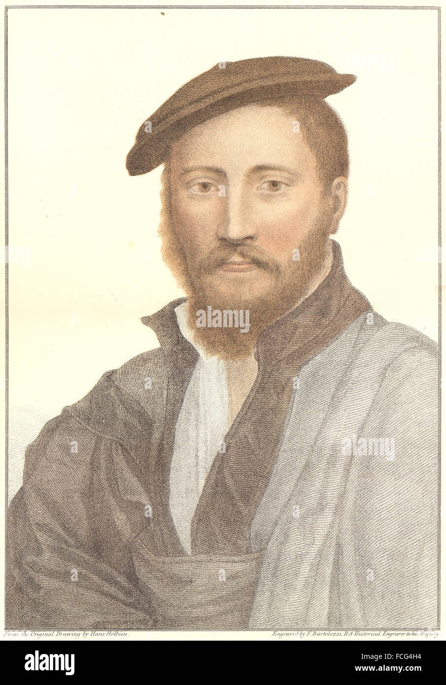 HOLBEIN: Drucken unbekannter Mann vom Gericht von Henry VIII (Bartolozzi) (3), 1884 Stockfoto