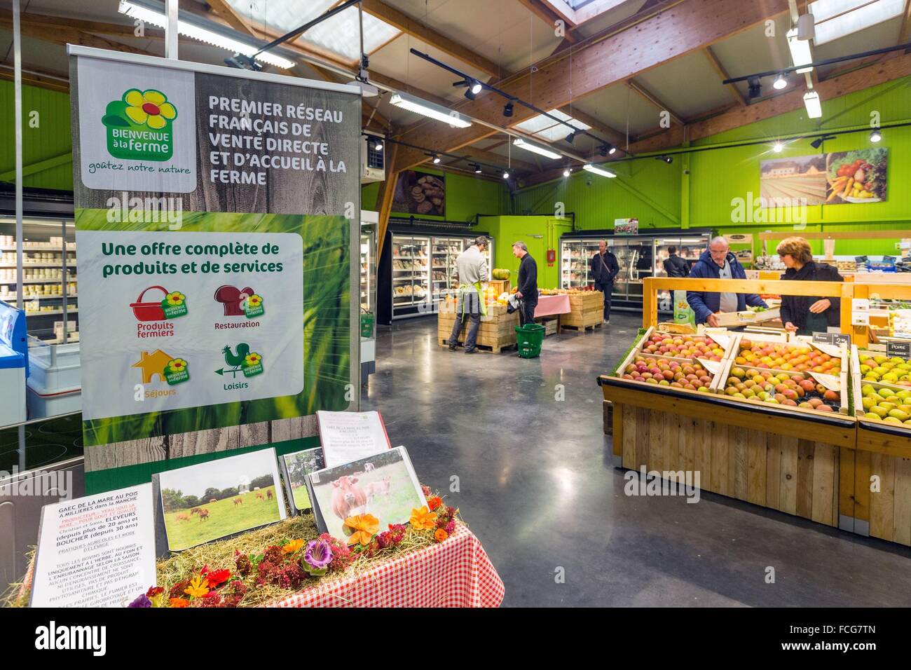 BIENVENUE À LA FERME, BAUERNHOF PRODUZIEREN UND TRADITIONELL ZUBEREITET SPEISEN, CAEN, CALVADOS (14), UNTERE NORMANDIE, FRANKREICH Stockfoto