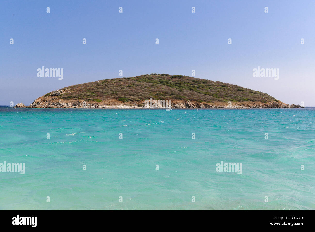 Blick von der wunderbaren Strand von Spiaggia di Tuerredda, Sardinien Stockfoto