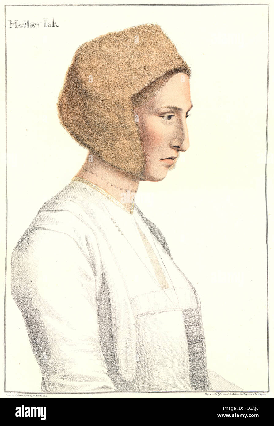 HOLBEIN-HENRY VIII: Mutter Jak, Krankenschwester, König Edward VI (Bartolozzi), 1884 Stockfoto