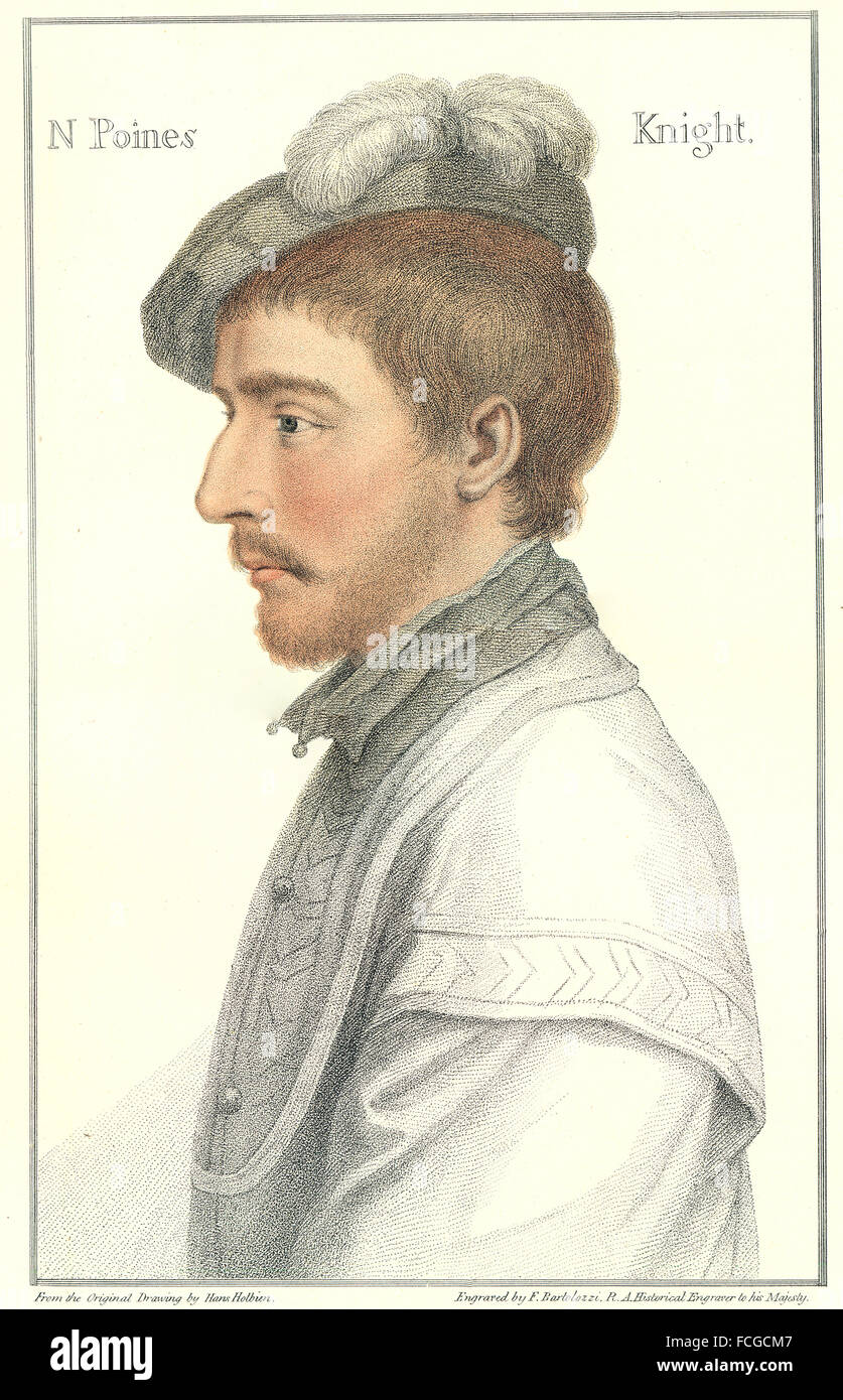 HOLBEIN-HENRY VIII: Sir Nicholas Poins (Poines) Ritter (Sohn) (Bartolozzi), 1884 Stockfoto