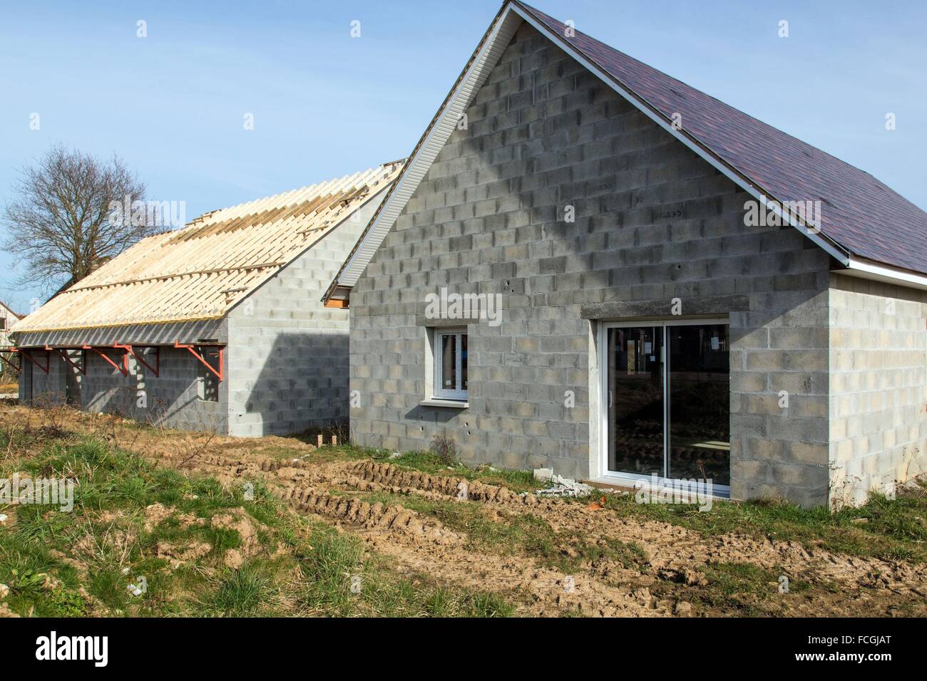 AUFBAU DER ILLUSTRATION, SAINT-MARTIN-D'ECUBLEI, (61) ORNE, BASSE-NORMANDIE, FRANKREICH Stockfoto