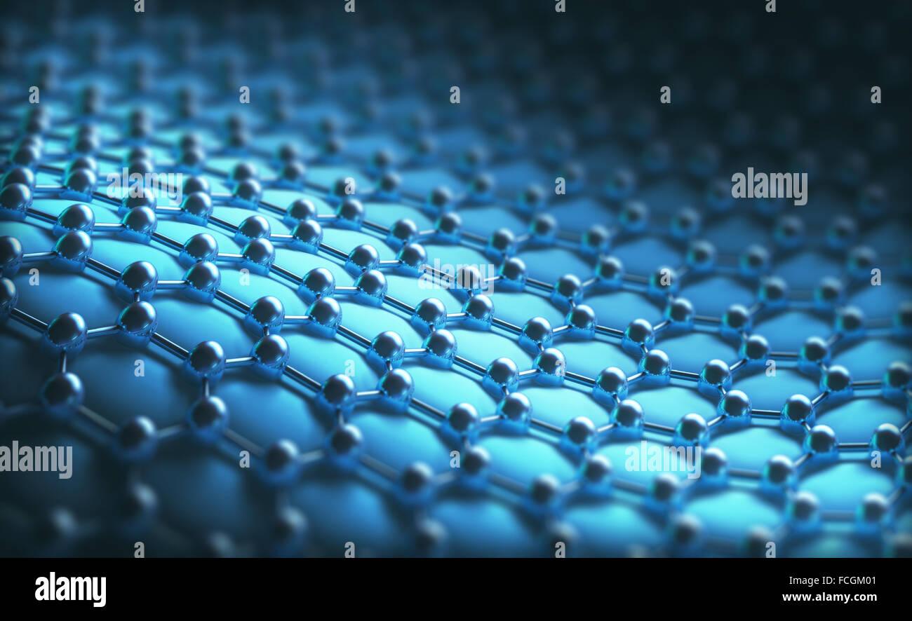 Mehrere Moleküle verbunden, kristallisiert im hexagonalen System Konzept einer Carbon-Struktur. Stockfoto