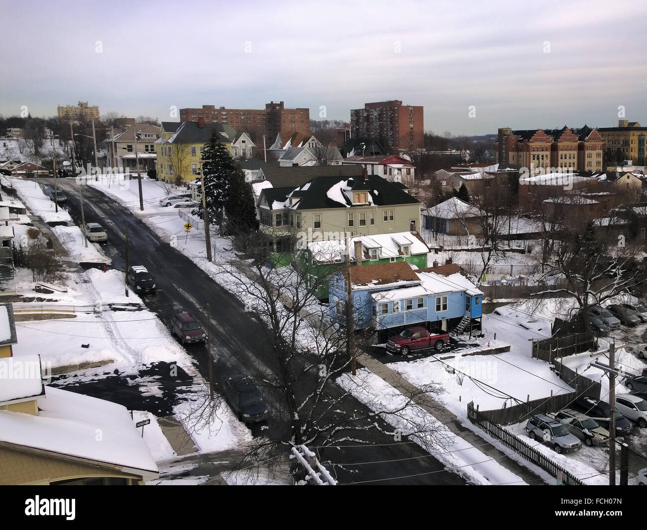 Stadtquartier im winter Stockfoto