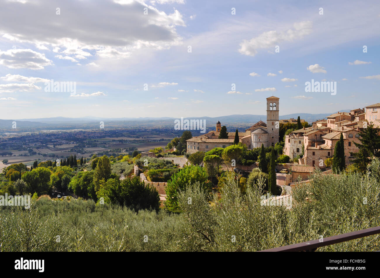Eine Skyline-Blick auf Assisi. Stockfoto