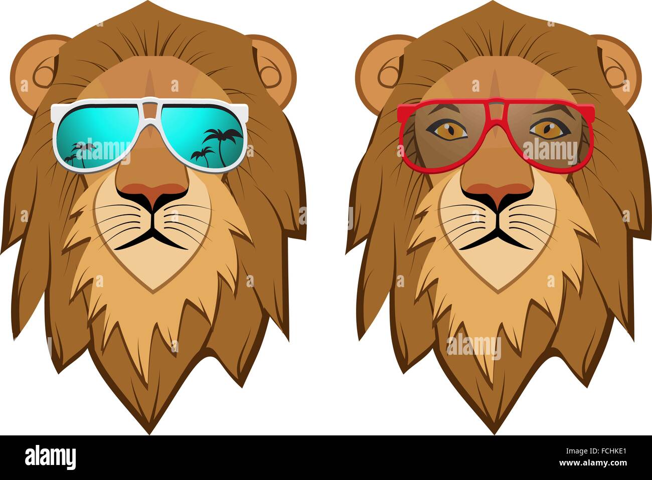Hipster-Löwe mit Sonnenbrille, Vektor Stock Vektor