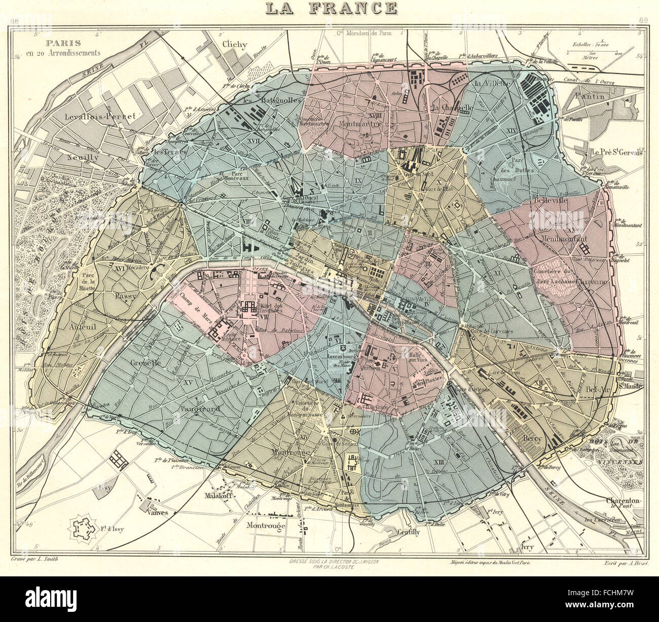 PARIS: Paris. Vuillemin, 1903 Antike Landkarte. Stockfoto