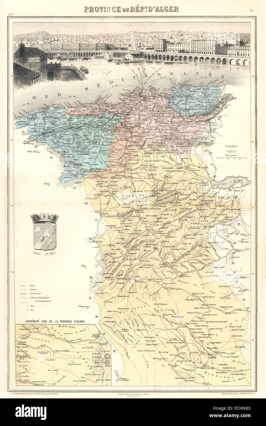 Algerien: Provinz d ' Alger (Algier); Inset Sud de Provinz. Vuillemin, 1903 Karte Stockfoto