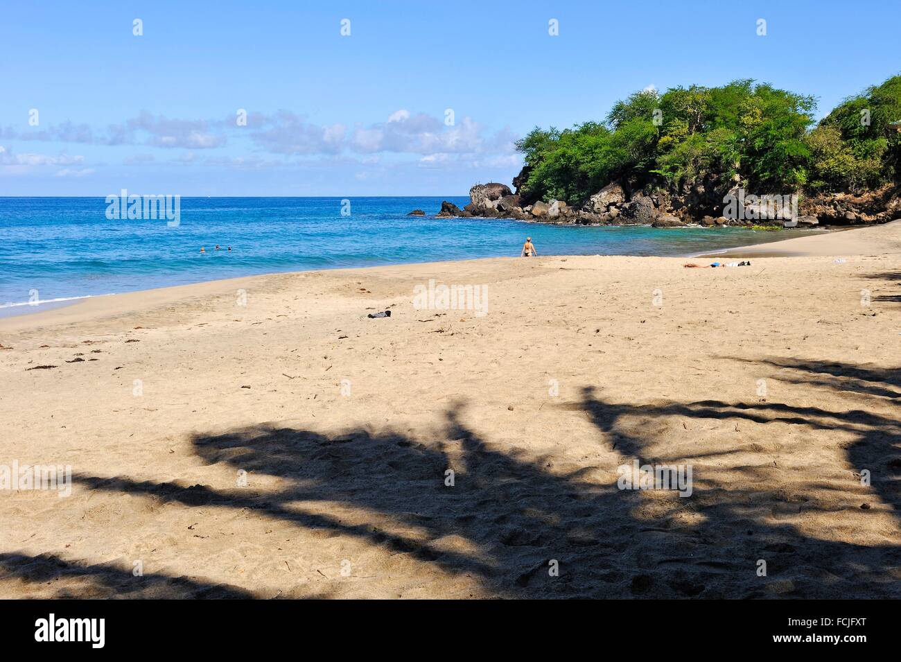 Grande Anse Beach, Deshaies, Basse-Terre, Guadeloupe, Überseeregion Frankreich, Moorea Inseln, kleine Antillen, Caribbean. Stockfoto