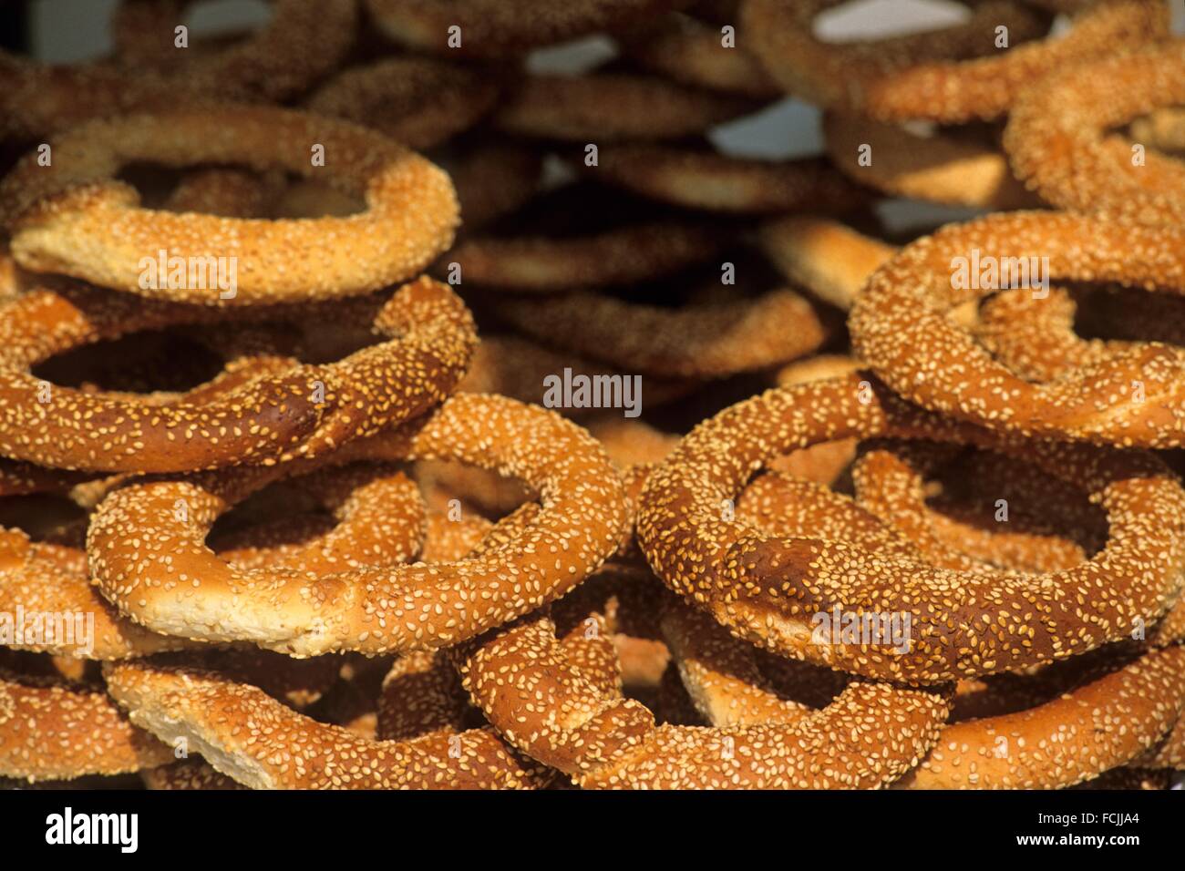 kreisförmige Brot mit Sesam-Samen, Griechenland, Süd-Europa ...