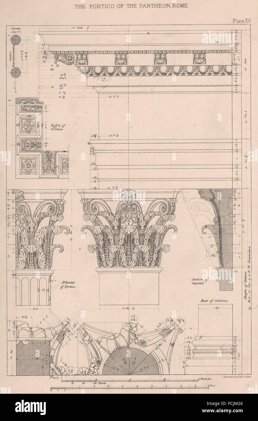 KLASSISCHE Architektur: Der Vorhalle des Pantheon, Rom, antike print 1902 Stockfoto