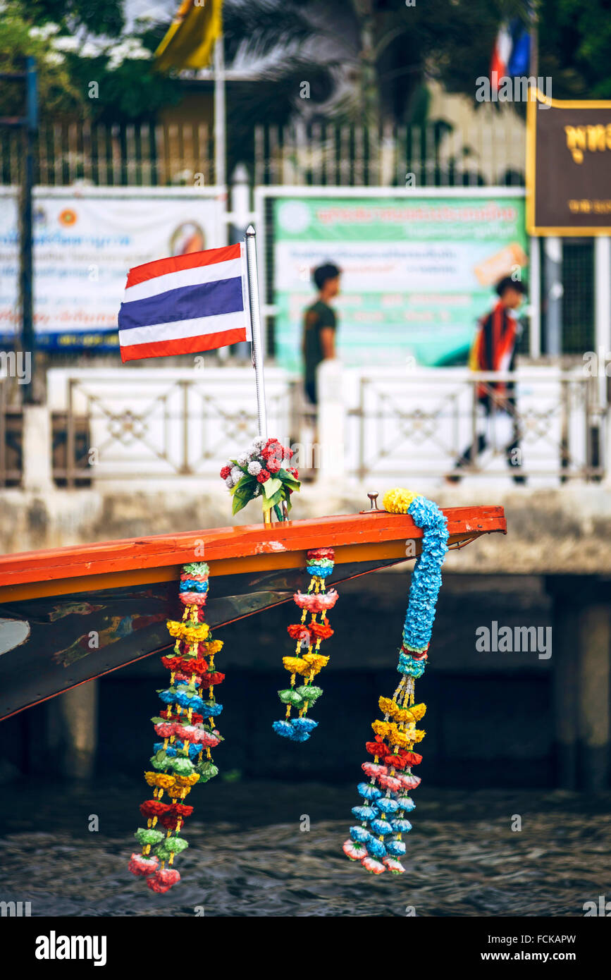 Thailand Bangkok dekoriert Fähre am Chao Phraya River Stockfoto