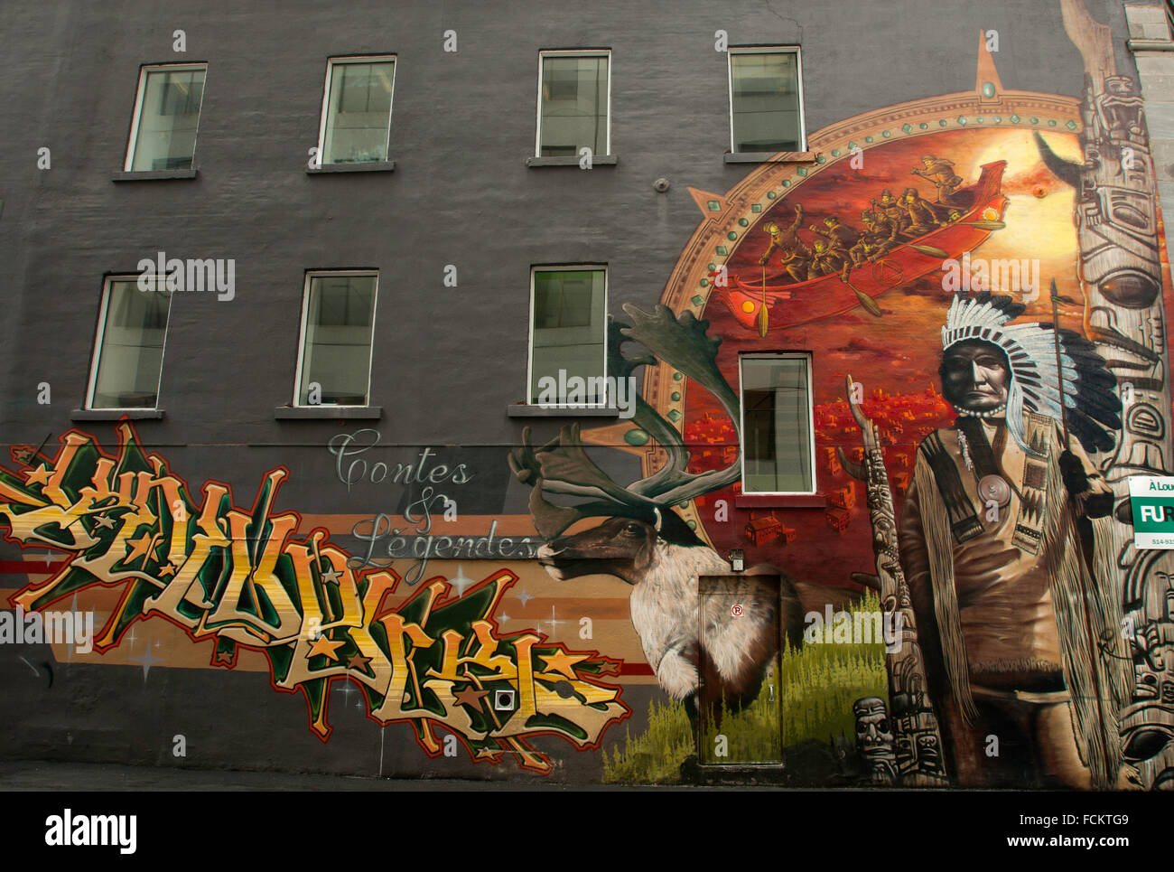 Kunst an den Wänden von Montreal, Kanada Stockfoto