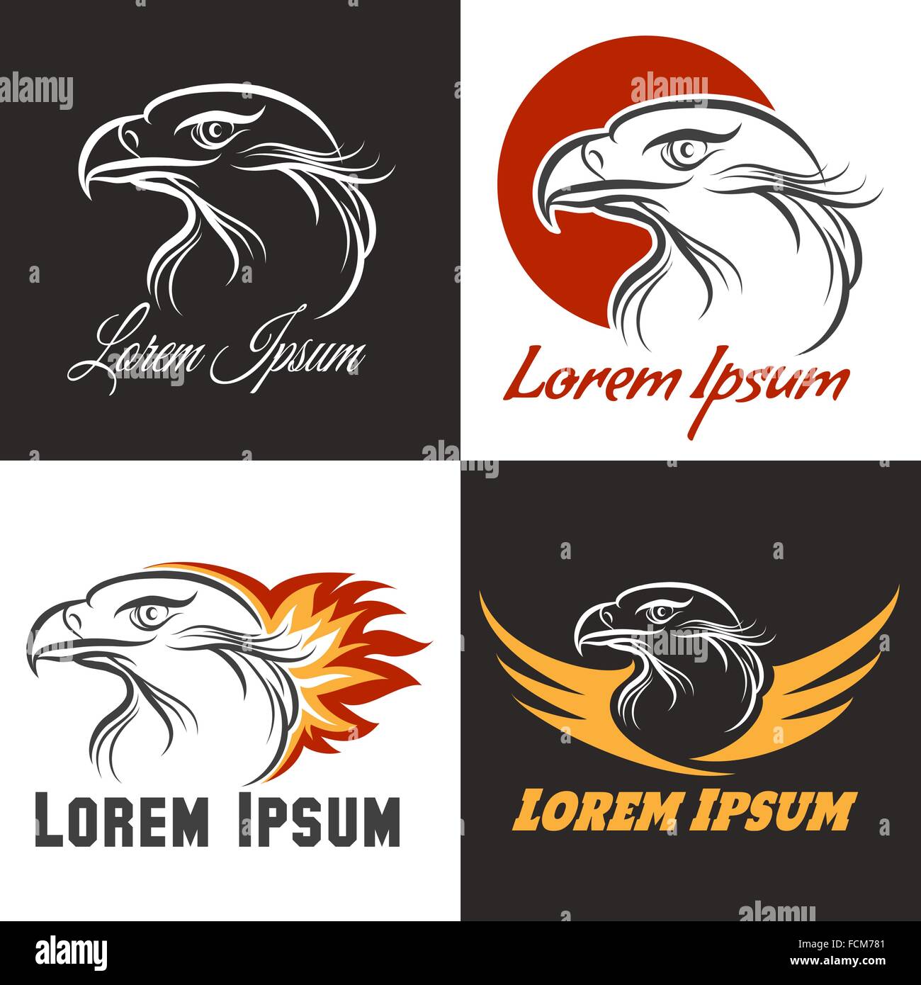 Adler Kopf Logo Oder Emblem Set Fur Geschaft Oder Shirt Design Kostenlose Schriftart Verwendet Stock Vektorgrafik Alamy
