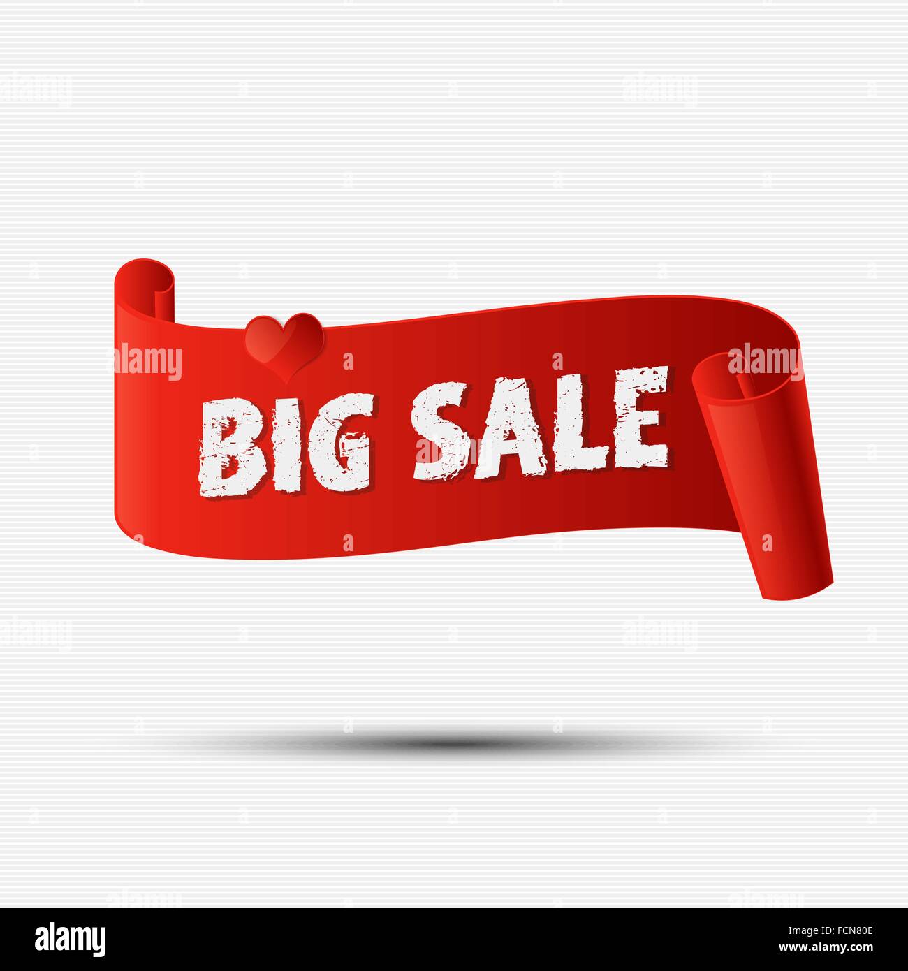 Big Sale. Zum Valentinstag. Abstrakt rot geschwungene Papier Banner für Ihr design Stock Vektor