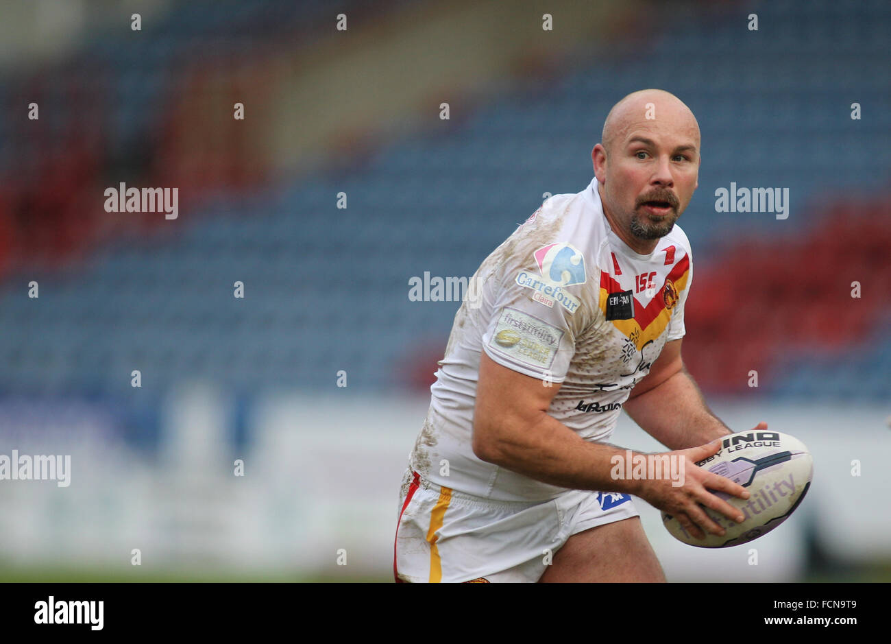 John Smith es Stadium, Huddersfield, UK 23. Januar 2016. Huddersfield Riesen V Katalanisch Drachen Super League Pre-Saison 2016 freundlich. Glenn Verwalter des katalanischen Drachen Credit: Stephen Gaunt/Touchlinepics.com/Alamy Live-Nachrichten Stockfoto