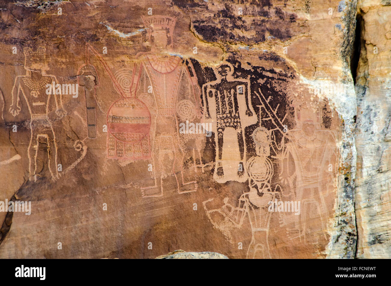 Die Heiligen drei Könige Panel Petroglyphen McConkie Ranch Vernal Utah USA Stockfoto