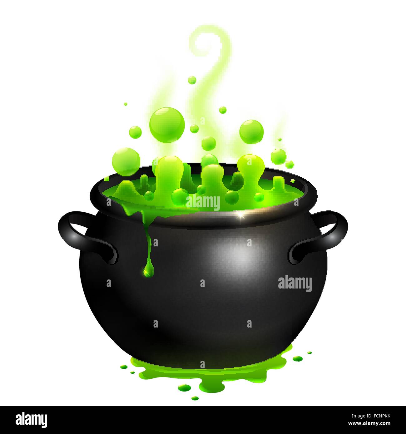 Schwarzen Vektor Kessel mit Zaubertrank grüne Hexen Stock-Vektorgrafik ...