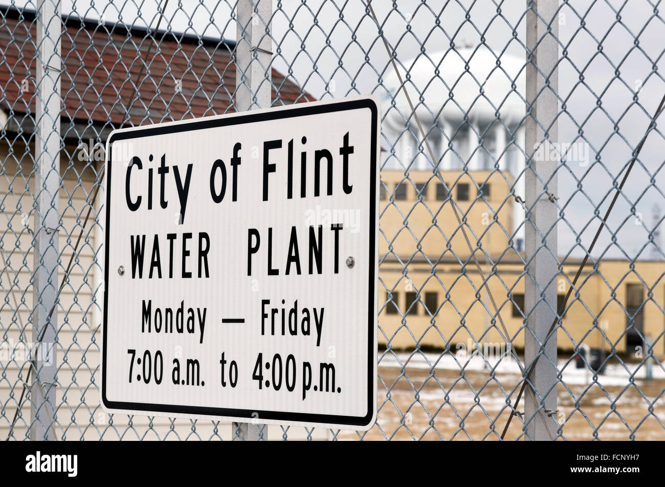 Wasserwerk der Stadt Flint Stockfoto