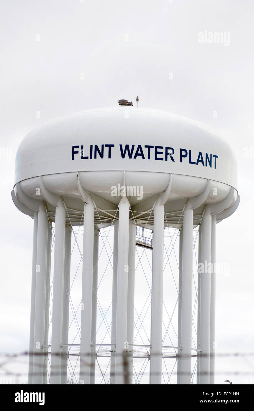 Flint Anlage Wasserturm Stockfoto