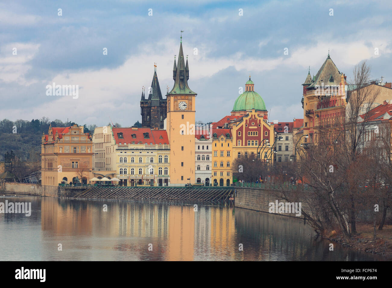 Landschaft des Kais in Prag Stockfoto