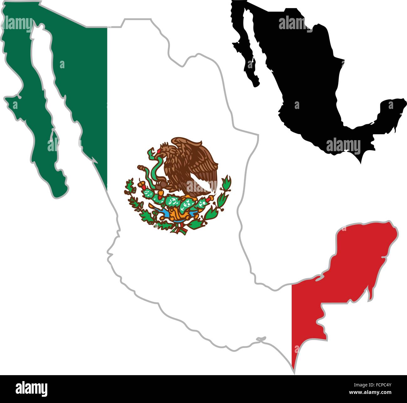 Mexiko Landkarte Flagge auf einem weißen Hintergrund. Vektor-Illustrator. Stock Vektor