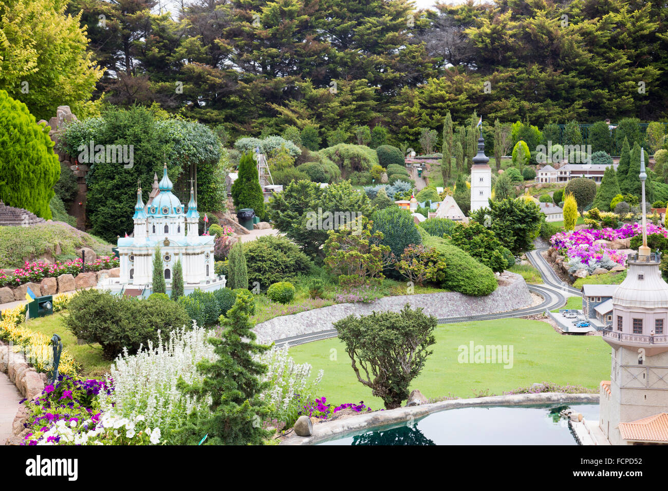 Cockington grünen Gärten im Australian Capital Territory, gehören die Miniaturgärten englischen Dörfern und internationalen Gebieten Stockfoto