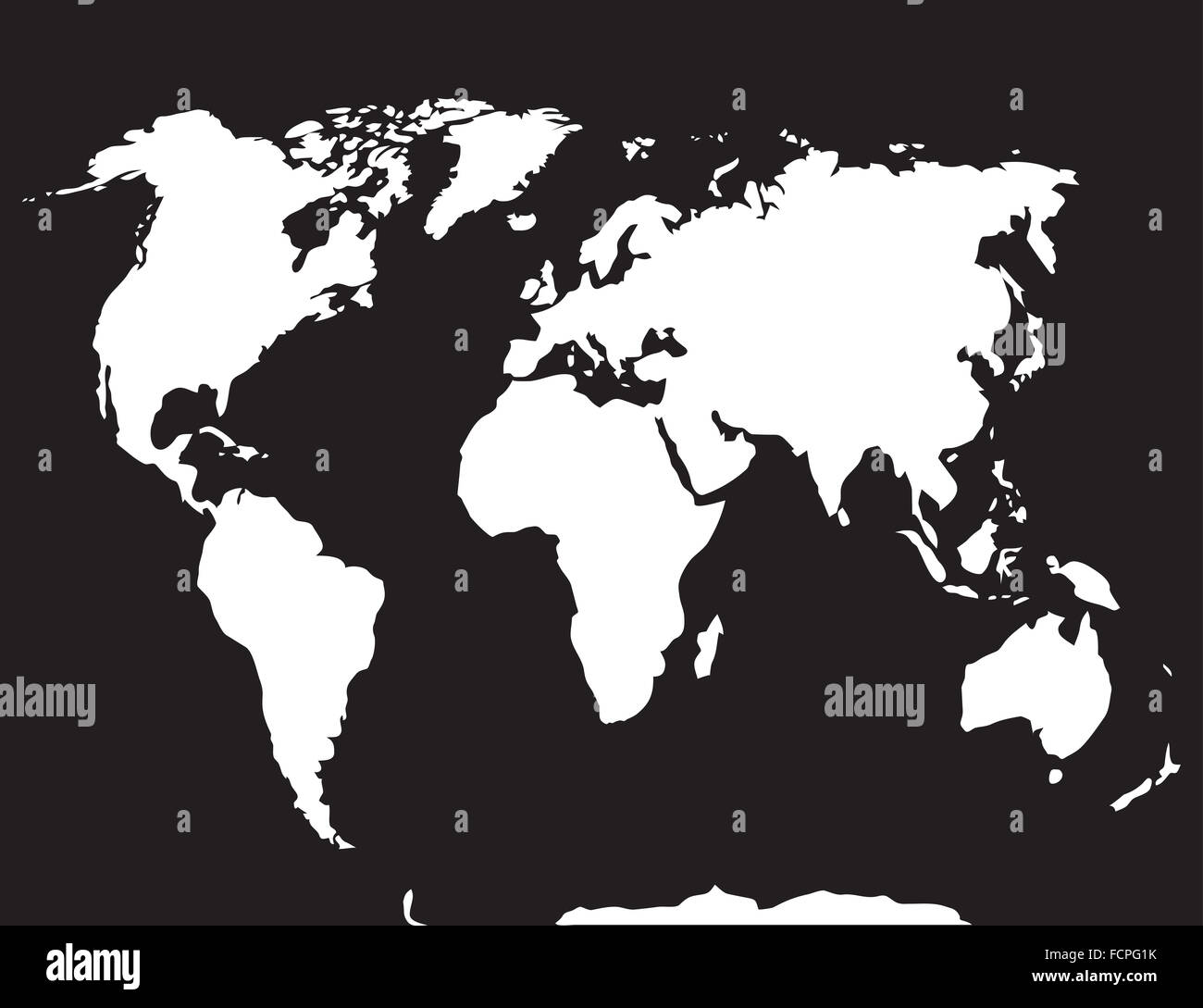 Landkarte Welt schwarz weiß. Atlas Globus Erde Kontinent und Ozean, Ländern und Europa. Vektor Kunst abstrakte ausgefallene Mode Stockfoto