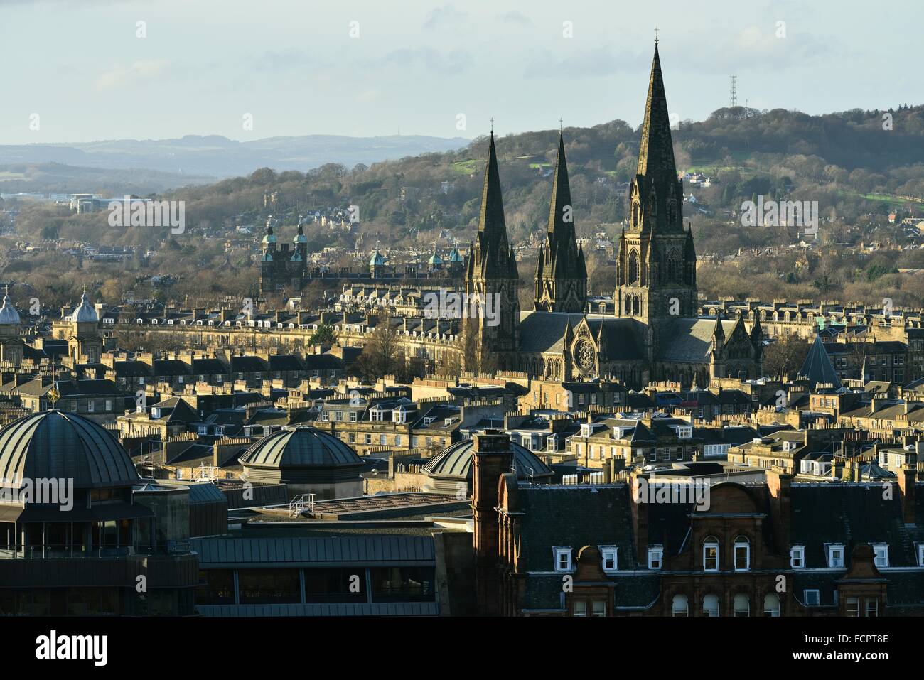 Str. Marys Kathedrale, Edinburgh, Schottland, Großbritannien. Blick vom Edinburgh Castle Stockfoto