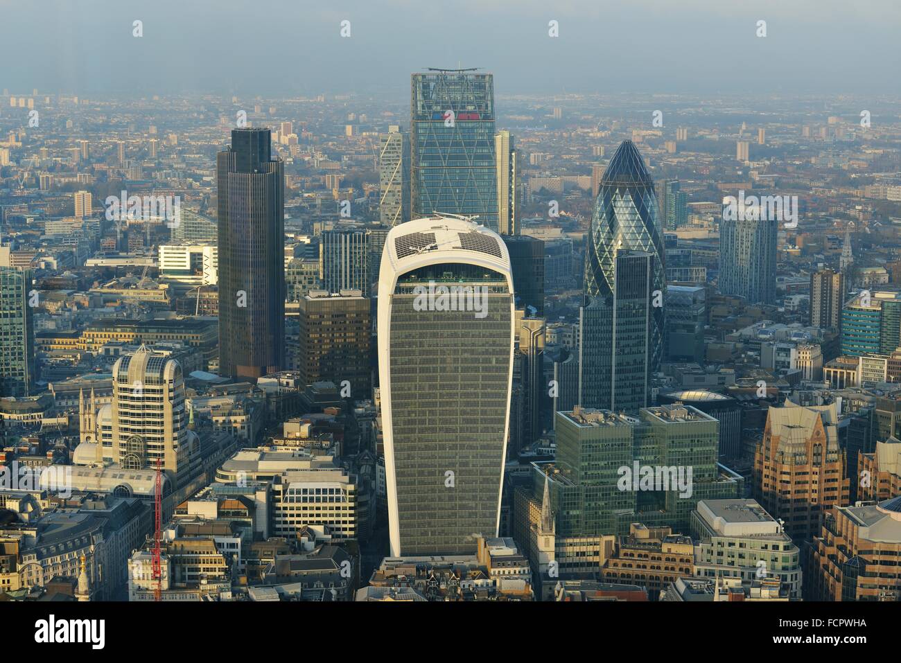 Blick auf die City of London von der Shard Stockfoto