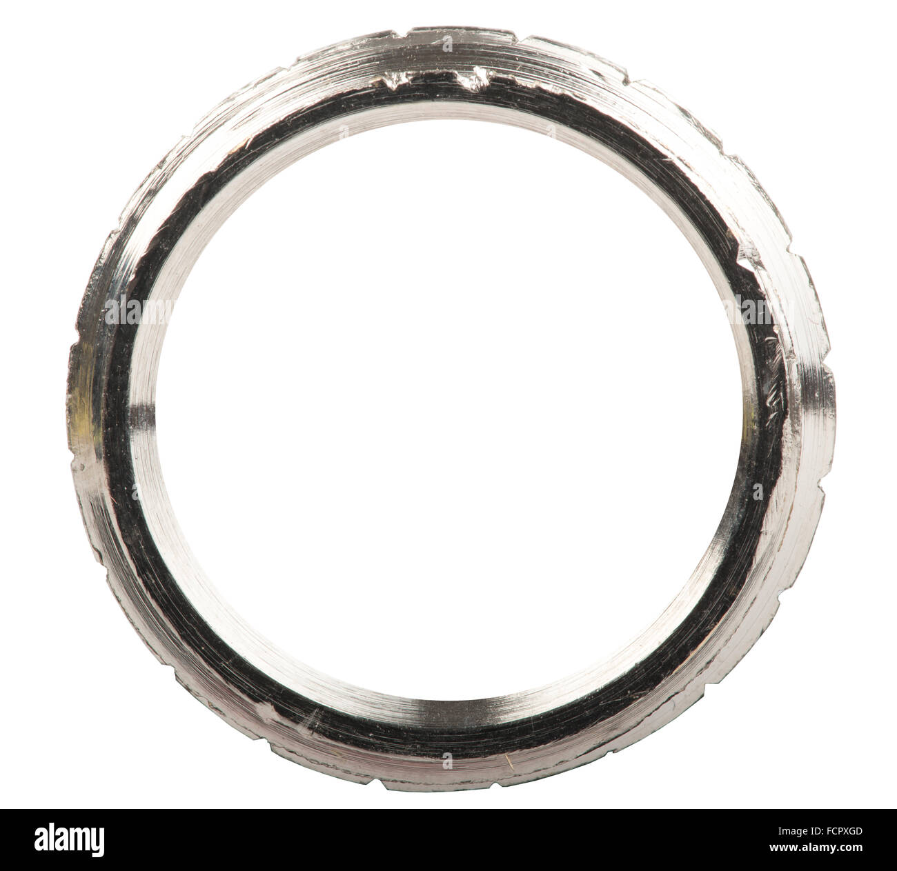 Metallring auf weiß Stockfoto