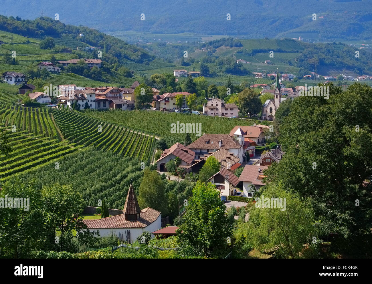 Frangart Bei Bozen Blick ins Etschtal - Frangart bei Bozen Blick auf Val d Adige Stockfoto