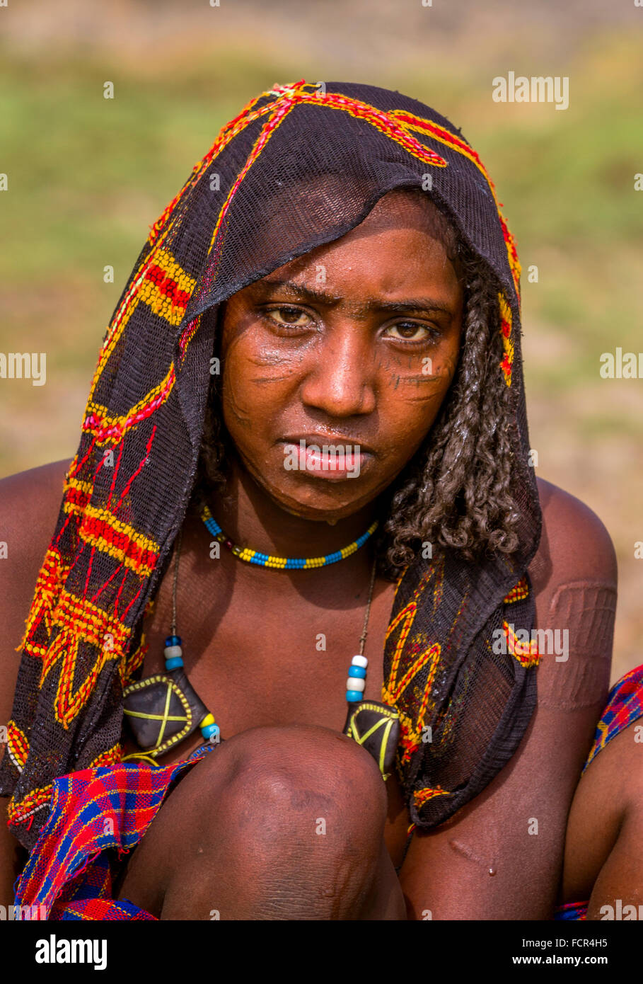 Ein Porträt einer Frau Afar im Awash-Nationalpark, Äthiopien. Stockfoto