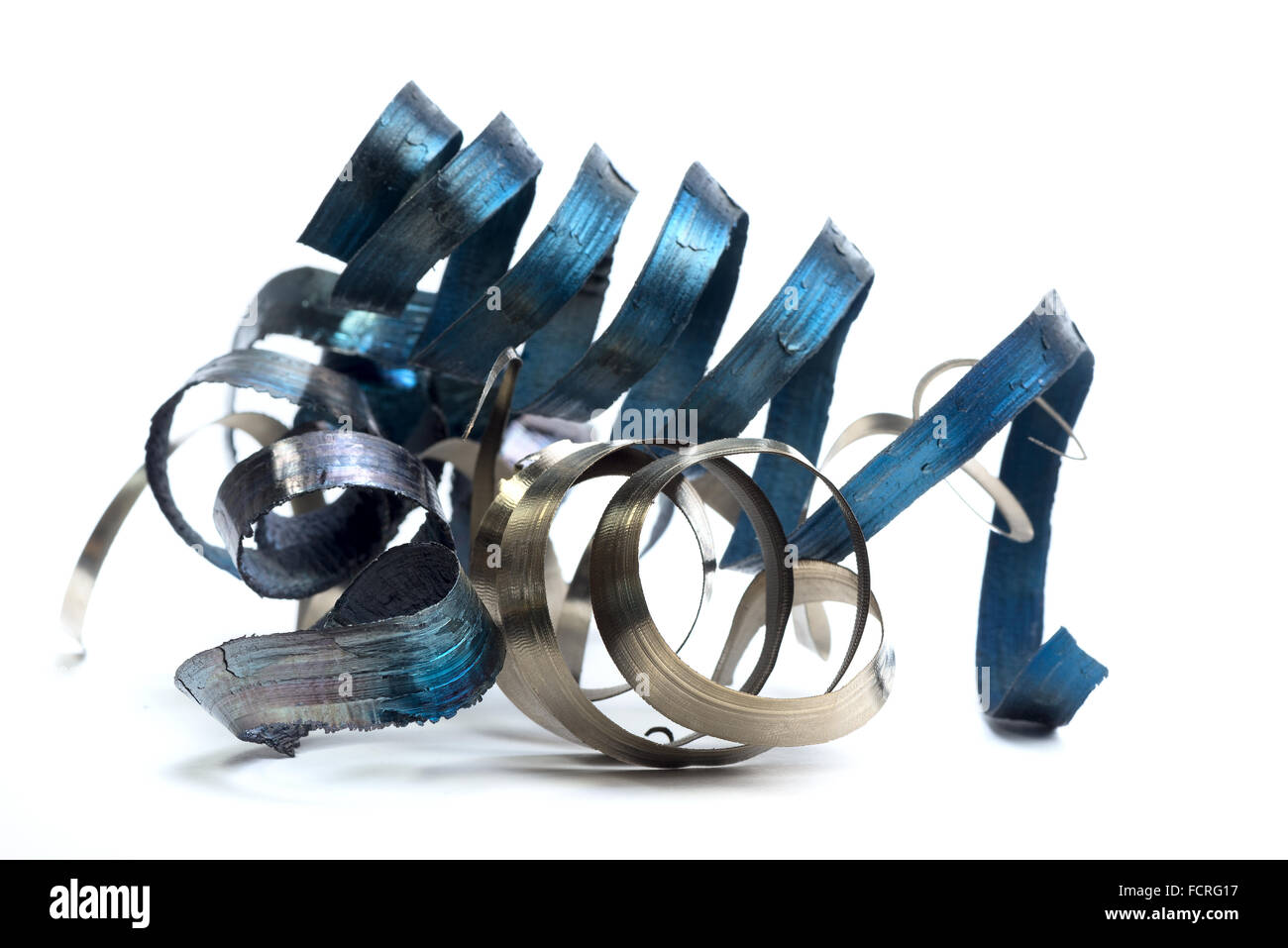 Metall-Spirale Späne von der Drehstahl Stockfoto