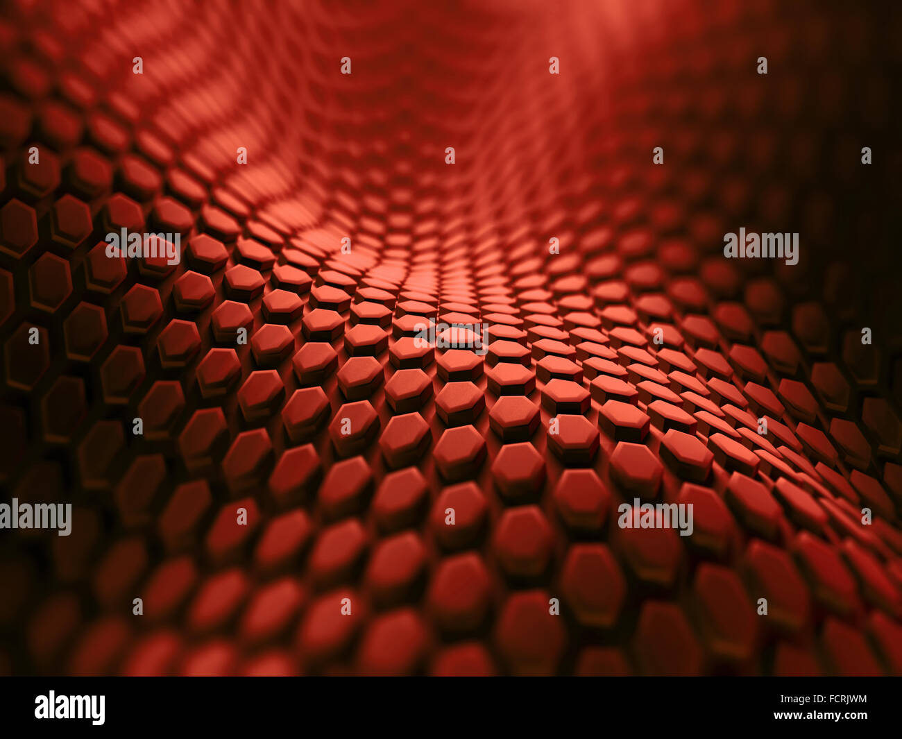 Zusammenfassung Hintergrund mit sechseckigen Formen in rot. Stockfoto