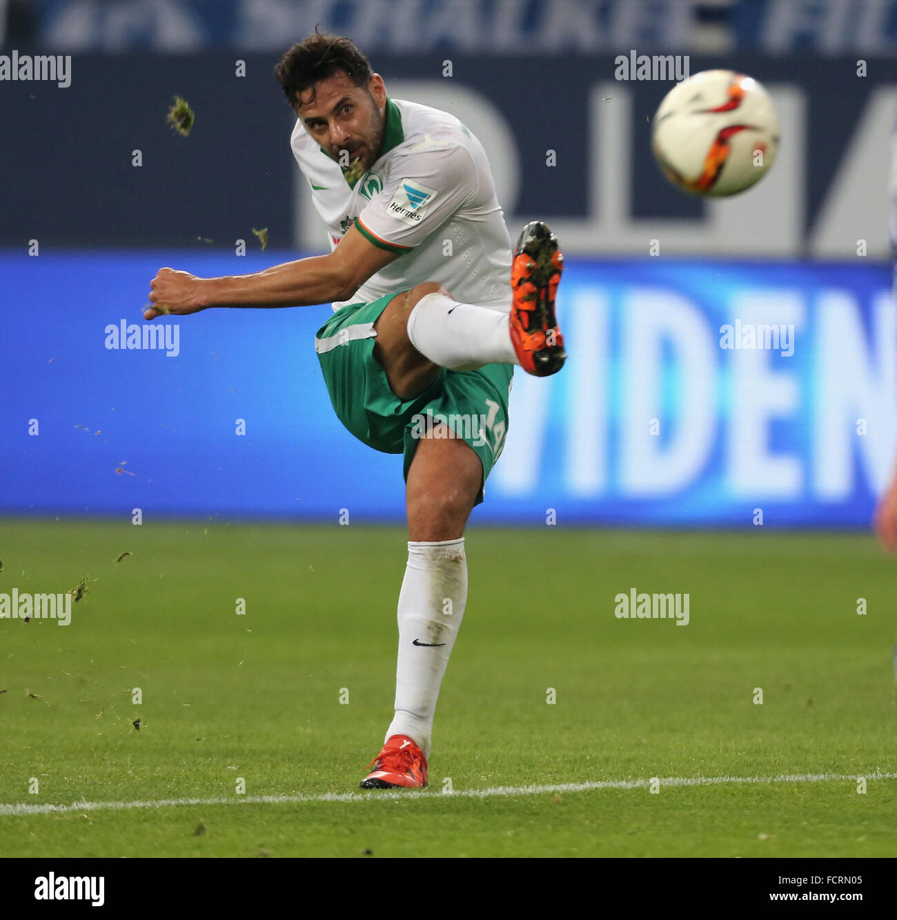 Gelsenkirchen, Deutschland. 24. Januar 2016. Fußball Bundesliga, FC Schalke 04 Vs Werder Bremen, Gelsenkirchen, Deutschland, 24.01.2016: Claudio Pizarro (Bremen).  Bildnachweis: Jürgen Schwarz/Alamy Live-Nachrichten Stockfoto