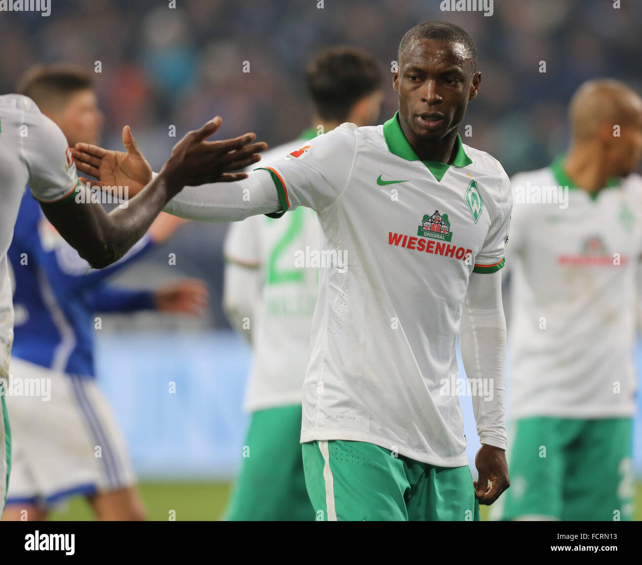 Gelsenkirchen, Deutschland. 24. Januar 2016. Fußball Bundesliga, FC Schalke 04 Vs Werder Bremen, Gelsenkirchen, Deutschland, 24.01.2016: Anthony Ujah (Bremen).  Bildnachweis: Jürgen Schwarz/Alamy Live-Nachrichten Stockfoto
