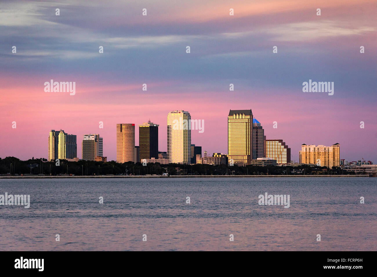 Skyline von Tampa in Hillsborough Bay, Tampa, Florida, USA Stockfoto
