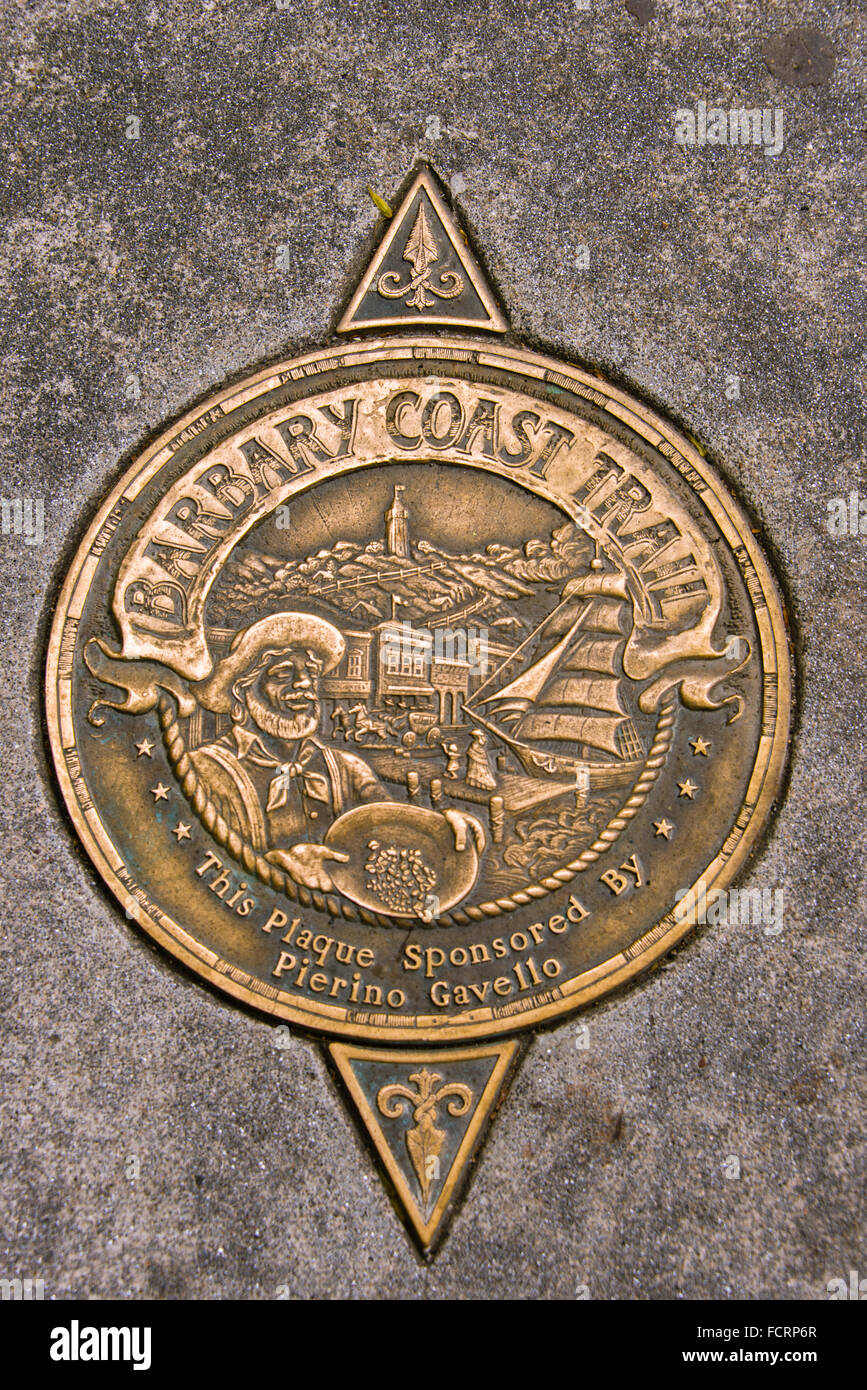 Barbary Coast Trail Marker, San Francisco Stockfoto