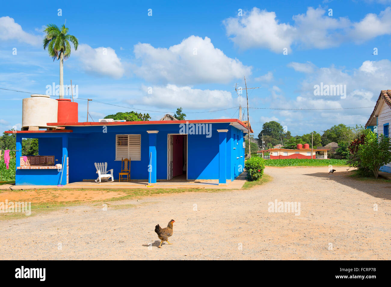 Haus, Haus im Valle de Vinales, Pinar del Rio, Vinales Tal, Tabak landwirtschaftliche Landschaft in Kuba Stockfoto