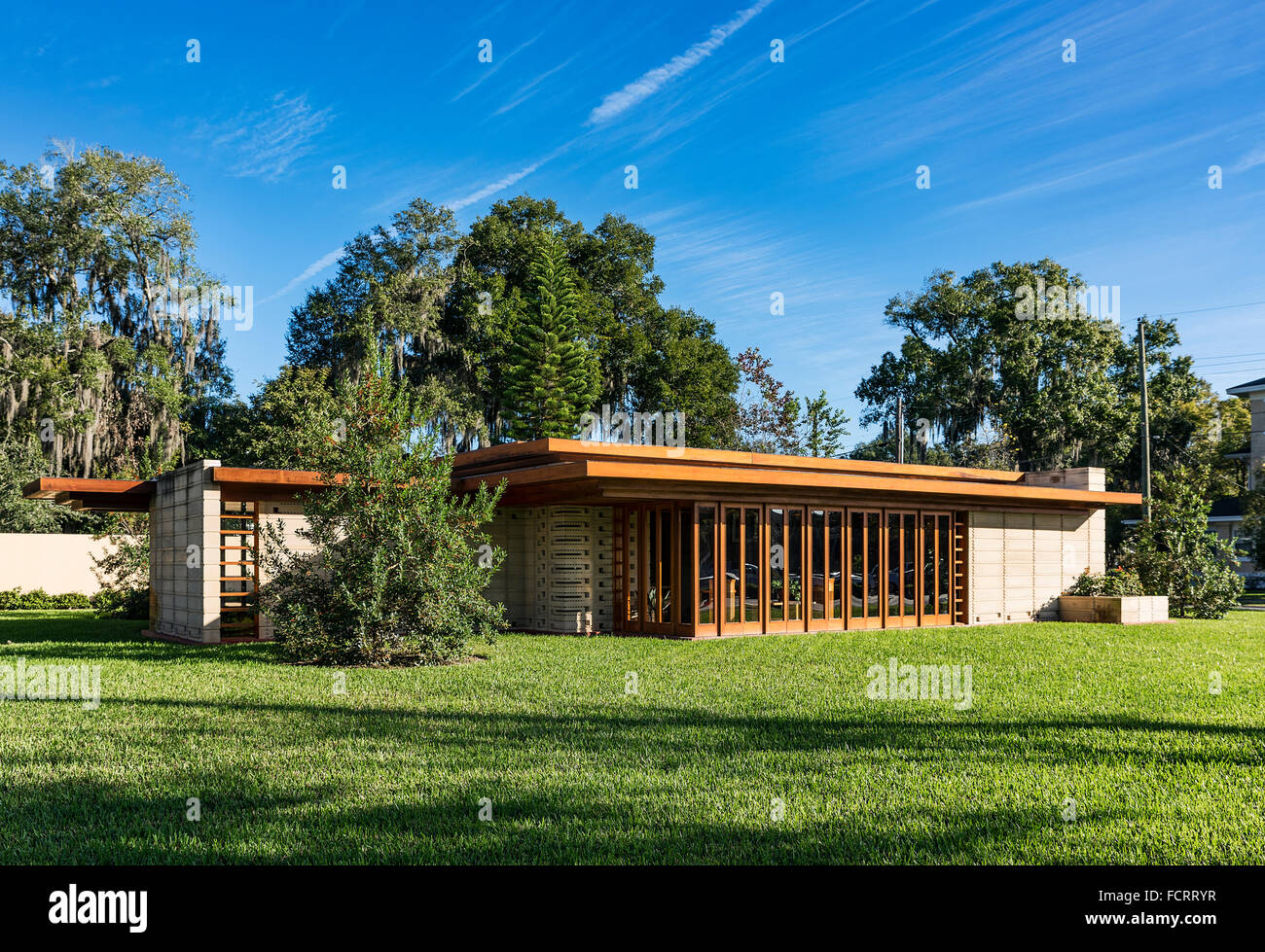 Usonia-Haus, entworfen von Frank Loyd Wright für Florida Southern College, Lakeland, Florida, USA Stockfoto