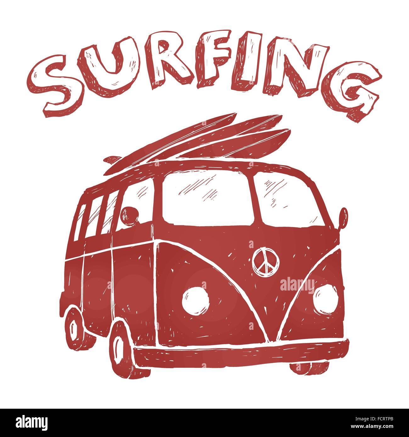 Surfen Sie Van Illustration, Grafik-t-Shirt, Vektoren, Typografie Stock Vektor